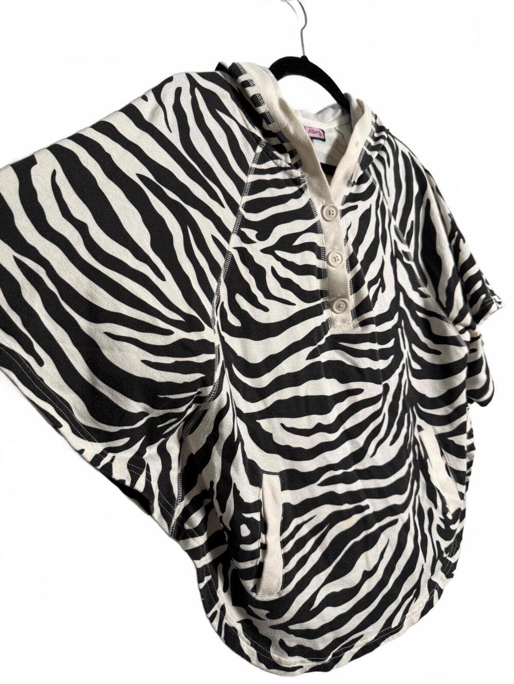 Vintage Y2K L.A. Kitty Zebra Print Oversized Pullover Hoodie Sweatshirt Medium